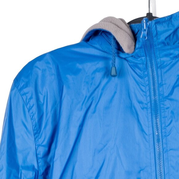 Gioberti Reversible Rain Fleece Jacket M Mens Detachable Hood Zipper Blue Gray - Picture 2 of 9